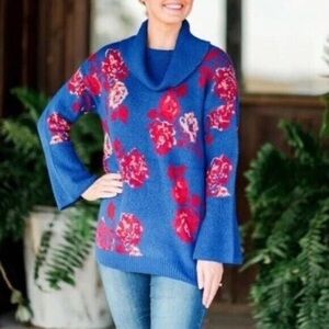 ❄️ The Pioneer Woman | Floral Jacquard Cowl Neck Sweater, Womens Plus